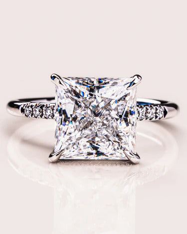 2.00 CT Princess Cut Hidden Halo Moissanite Engagement Ring Mapple Gems