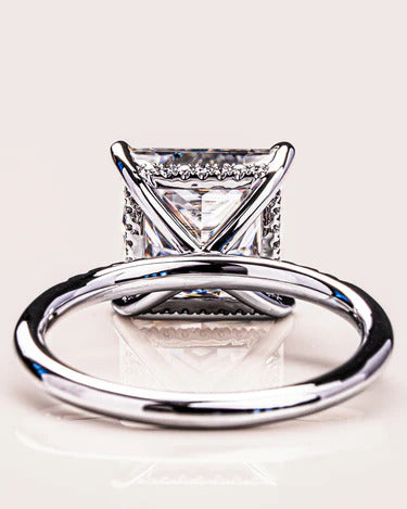 2.00 CT Princess Cut Hidden Halo Moissanite Engagement Ring Mapple Gems
