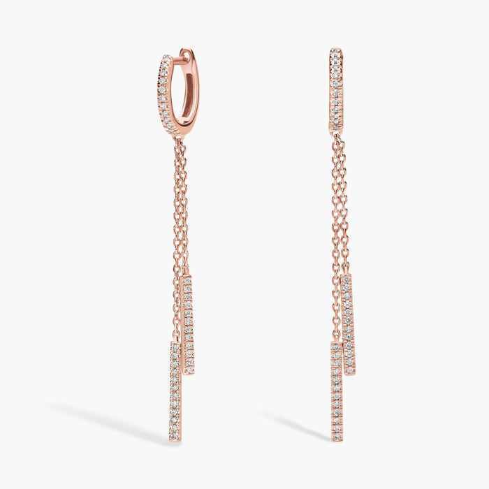 Bar Cut Moissanite Double Pave Drop Earrings - hero