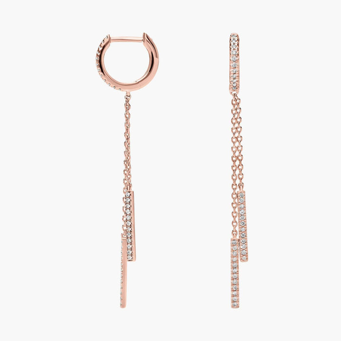 Bar Cut Moissanite Double Pave Drop Earrings - view 2
