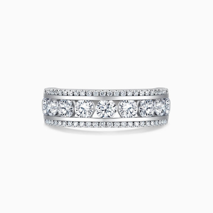 ROUND CUT MOISSANITE DIAMOND TRIPLE ROWS WEDDING BAND Mapple Gems