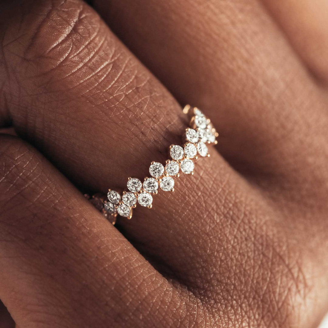 1.20 CT ROUND SHAPED MOISSANITE CLUSTER WEDDING BAND Mapple Gems