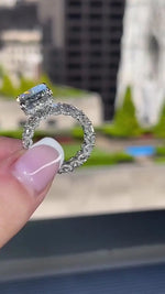 Load image into Gallery viewer, Radiant Cut Moissanite Diamond Ring – Three-Side Pave, Hidden Halo Modern Proposal & Anniversary Ring