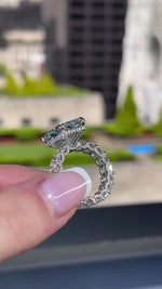 Load image into Gallery viewer, Radiant Cut Moissanite Diamond Ring – Three-Side Pave, Hidden Halo Modern Proposal & Anniversary Ring