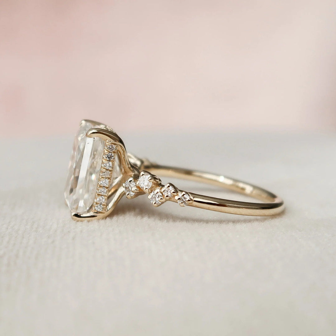 3.50 CT Radiant Cut Hidden Halo Moissanite Engagement Ring Mapple Gems