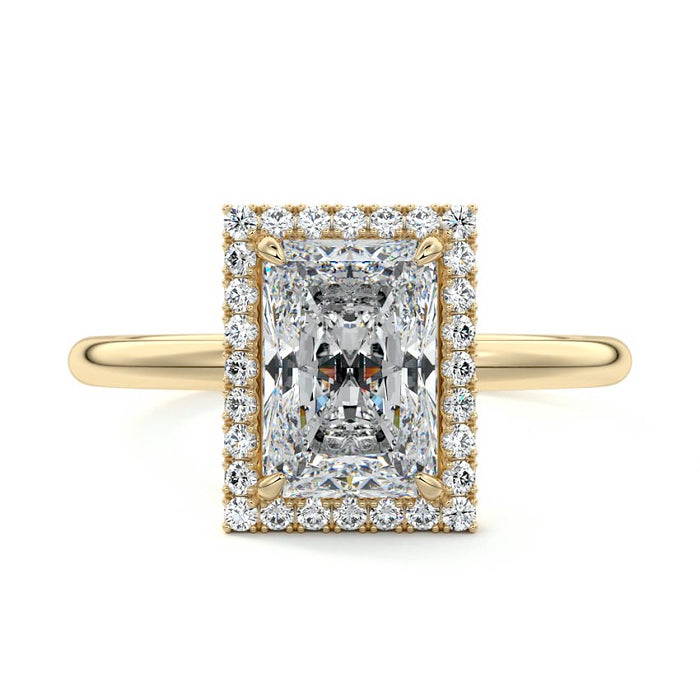 1.50 CT Radiant Cut Lab Grown Diamond Halo Engagement Ring Mapple Gems