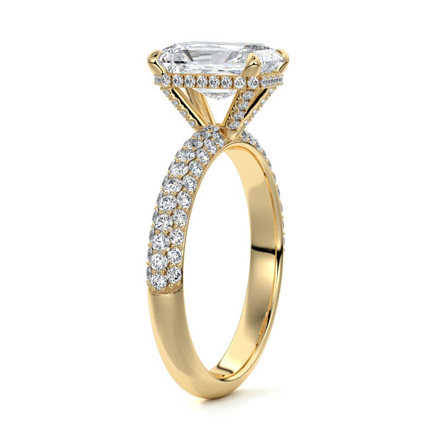 2.50 CT Radiant Cut Lab Grown Diamond Hidden Halo Engagement Ring Mapple Gems