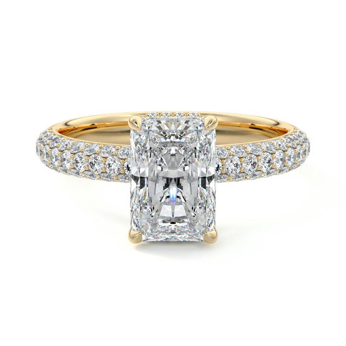 2.50 CT Radiant Cut Lab Grown Diamond Hidden Halo Engagement Ring Mapple Gems