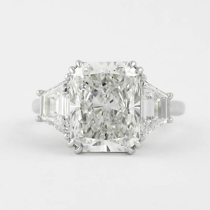 5.00 CT Radiant Cut Three Stone Moissanite Engagement Ring Mapple Gems