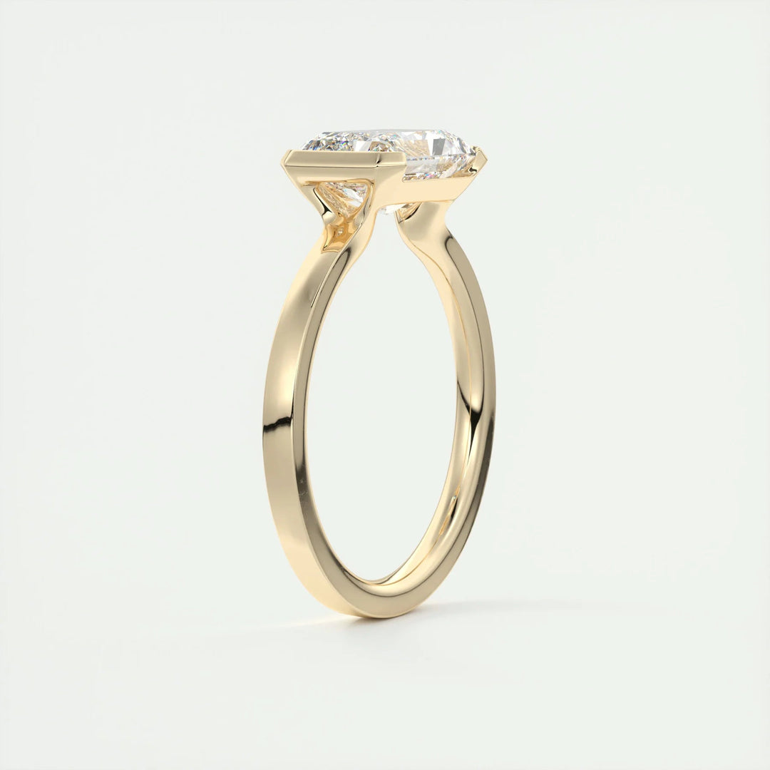 3.50 CT Radiant Cut Moissanite Half Bezel Engagement Ring Mapple Gems