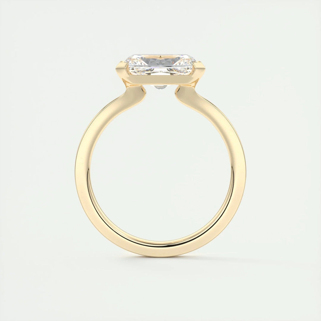 3.50 CT Radiant Cut Moissanite Half Bezel Engagement Ring Mapple Gems