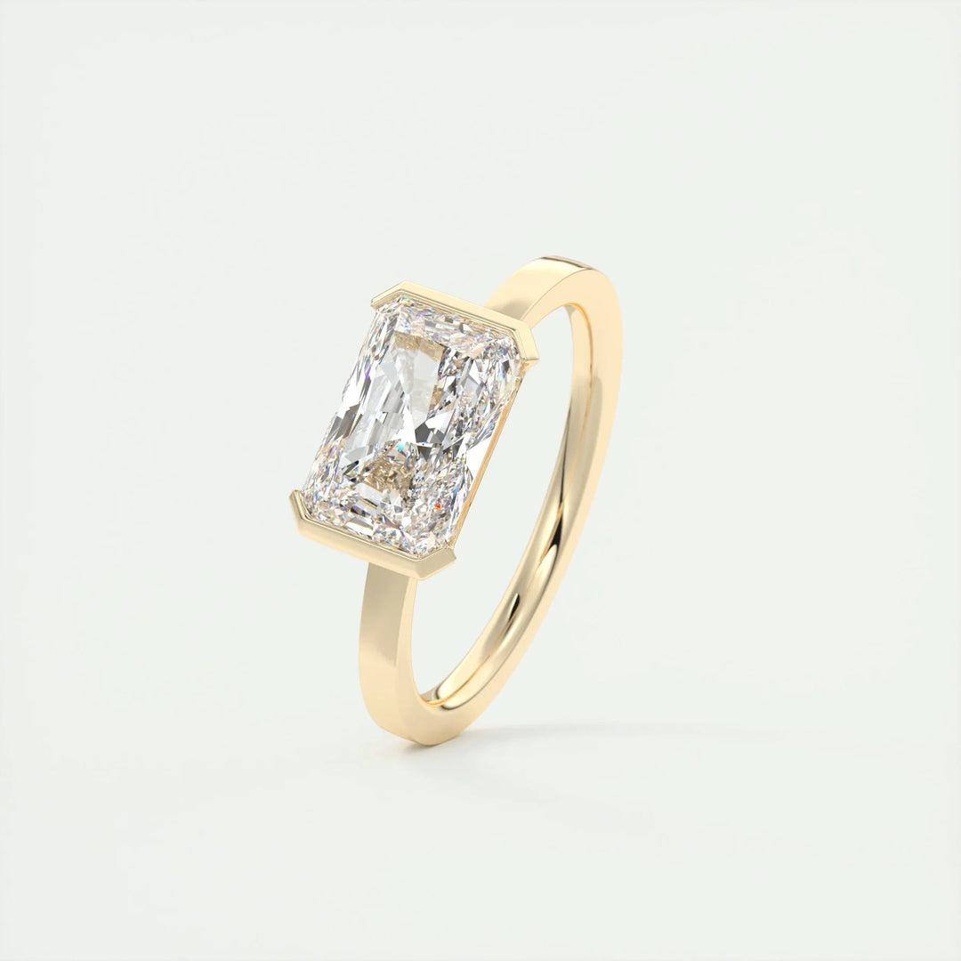 3.50 CT Radiant Cut Moissanite Half Bezel Engagement Ring Mapple Gems