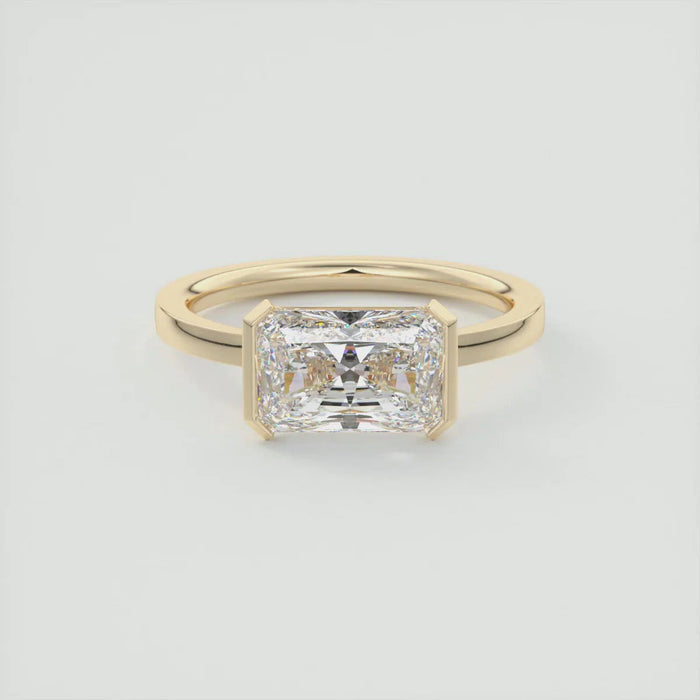 3.50 CT Radiant Cut Moissanite Half Bezel Engagement Ring Mapple Gems