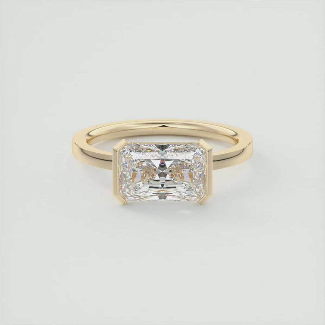 3.50 CT Radiant Cut Moissanite Half Bezel Engagement Ring Mapple Gems