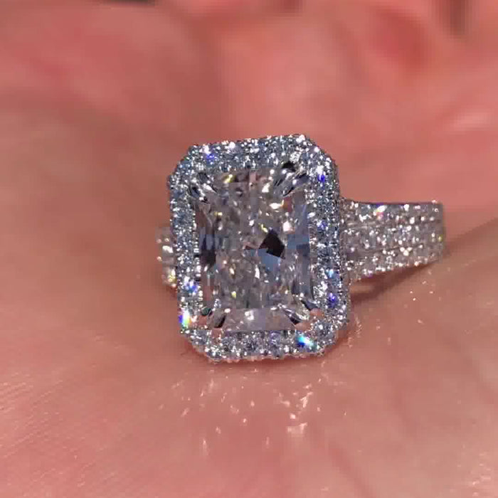 2.00 CT Radiant Cut Moissanite Halo Engagement Ring