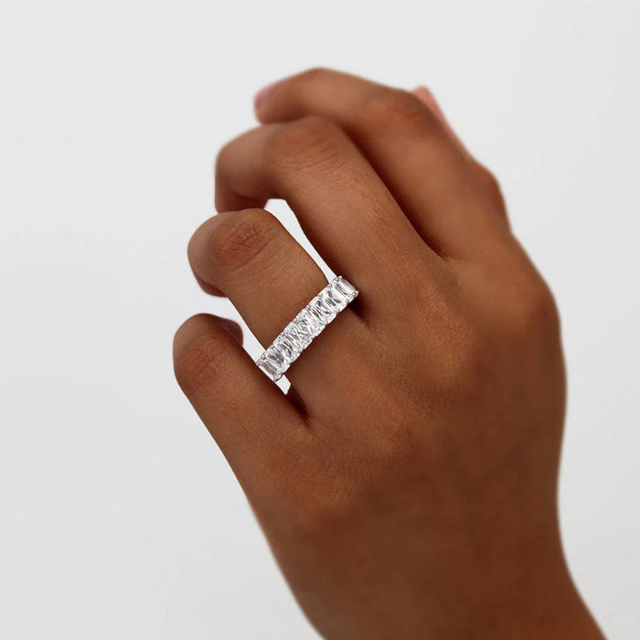Radiant Shaped Moissanite Full Eternity Style Wedding Band Mapple Gems