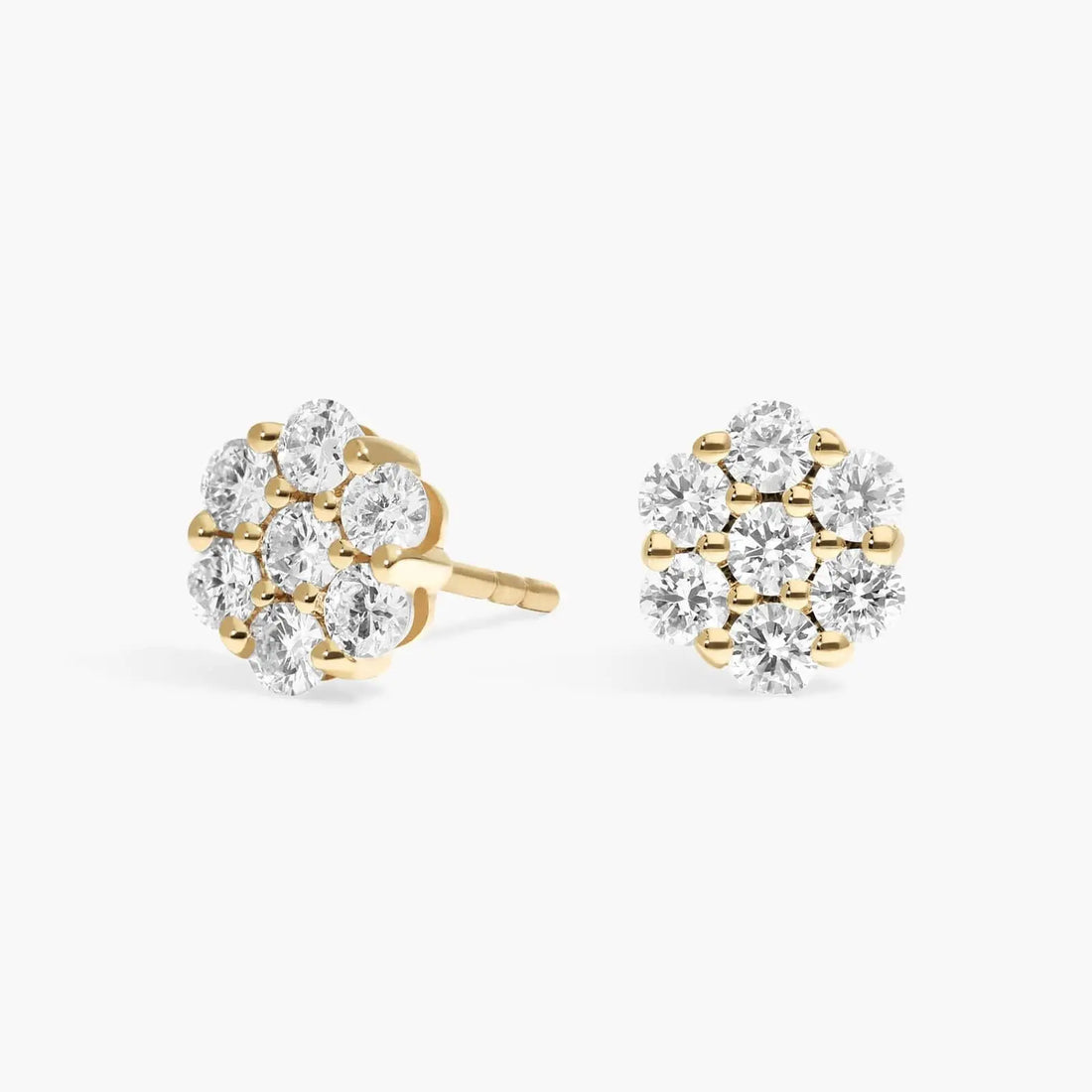 Round Moissanite Cluster Stud Earrings – Floral Halo Diamond Alternative Earrings for Women | Moissanite Flower Earrings | Birthday Gift | Mapple Gems