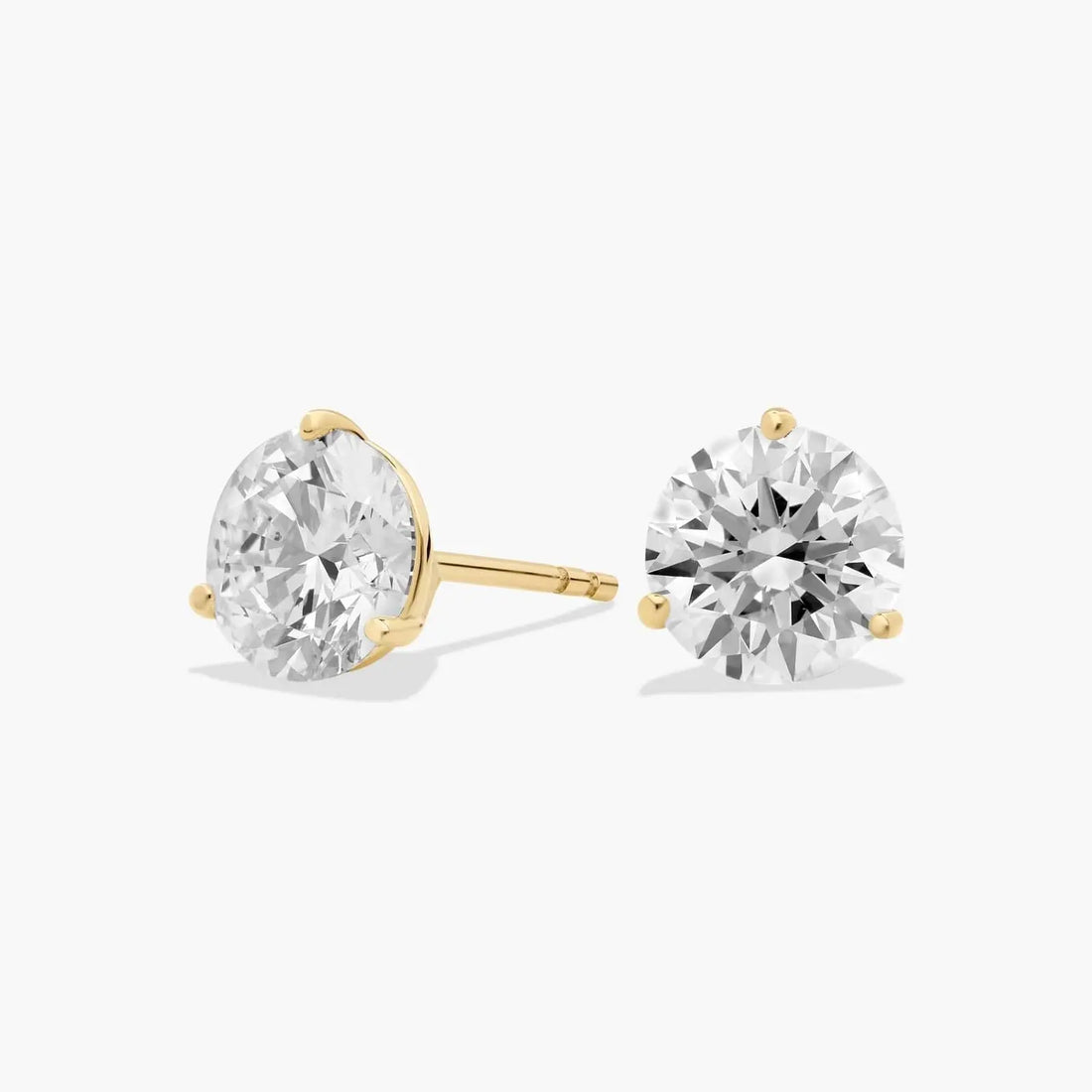 Round Moissanite Stud Earrings – Classic Three Prong Wedding Earrings for Women | Colorless Moissanite Solitaire Studs | Anniversary Gift | Mapple Gems