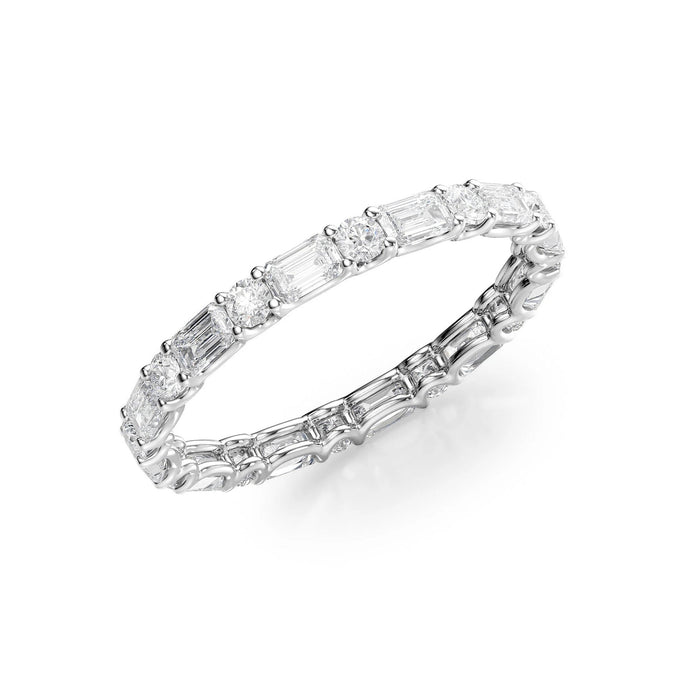 2.00 TCW Round And Emerald Cut Moissanite Wedding Band Mapple Gems