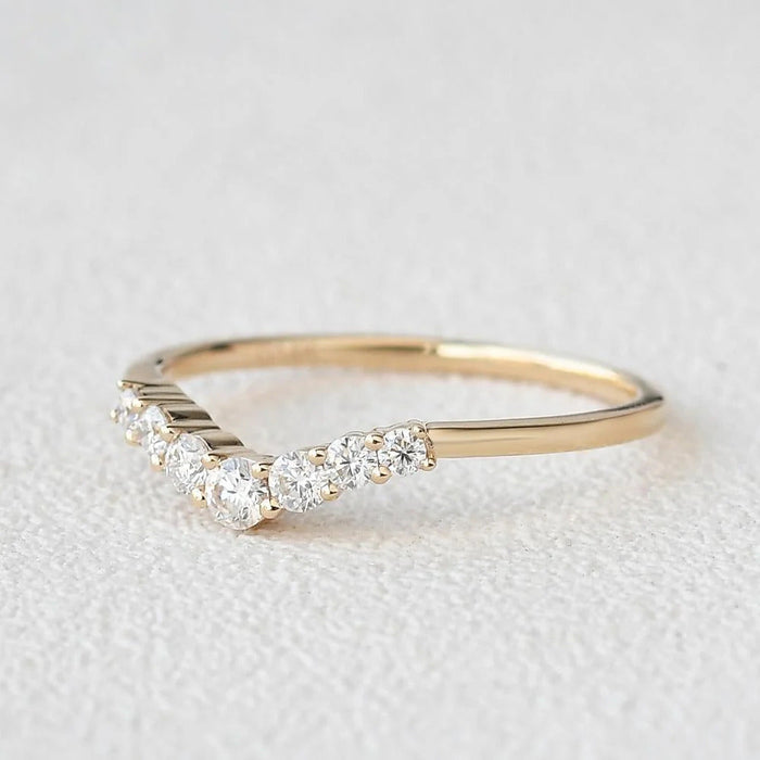 0.22CTW Round Brilliant Cut 1.50 MM Curved Bridal Wedding Band Mapple Gems
