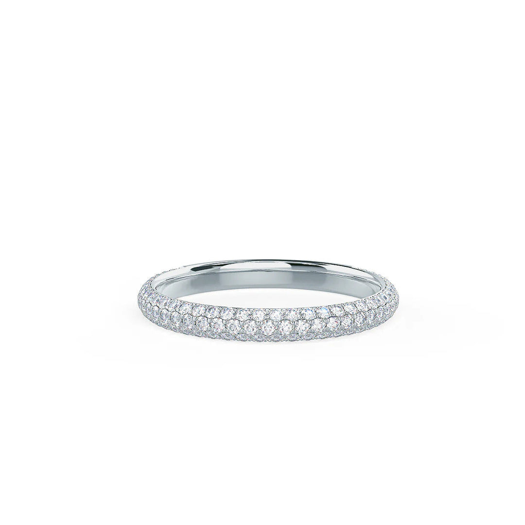 Round Brilliant Cut 3 Side Pave Diamond Wedding Band Mapple Gems