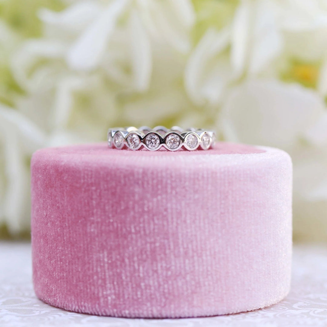 Round Brilliant Cut Bezel Set Full Eternity Wedding Band Mapple Gems