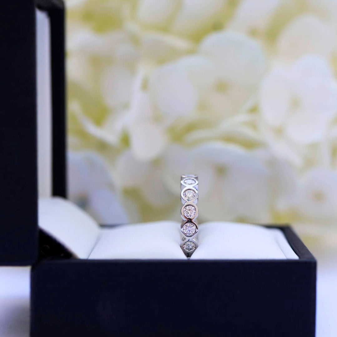 Round Brilliant Cut Bezel Set Full Eternity Wedding Band Mapple Gems