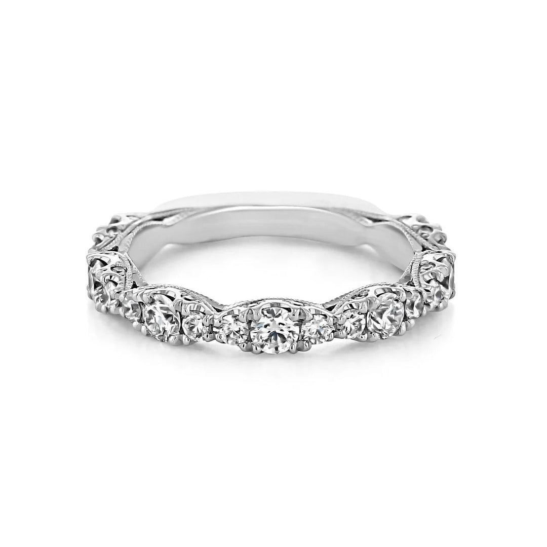 Round Brilliant Cut Clustered Half Eternity Pave Setting Wedding Band Mapple Gems