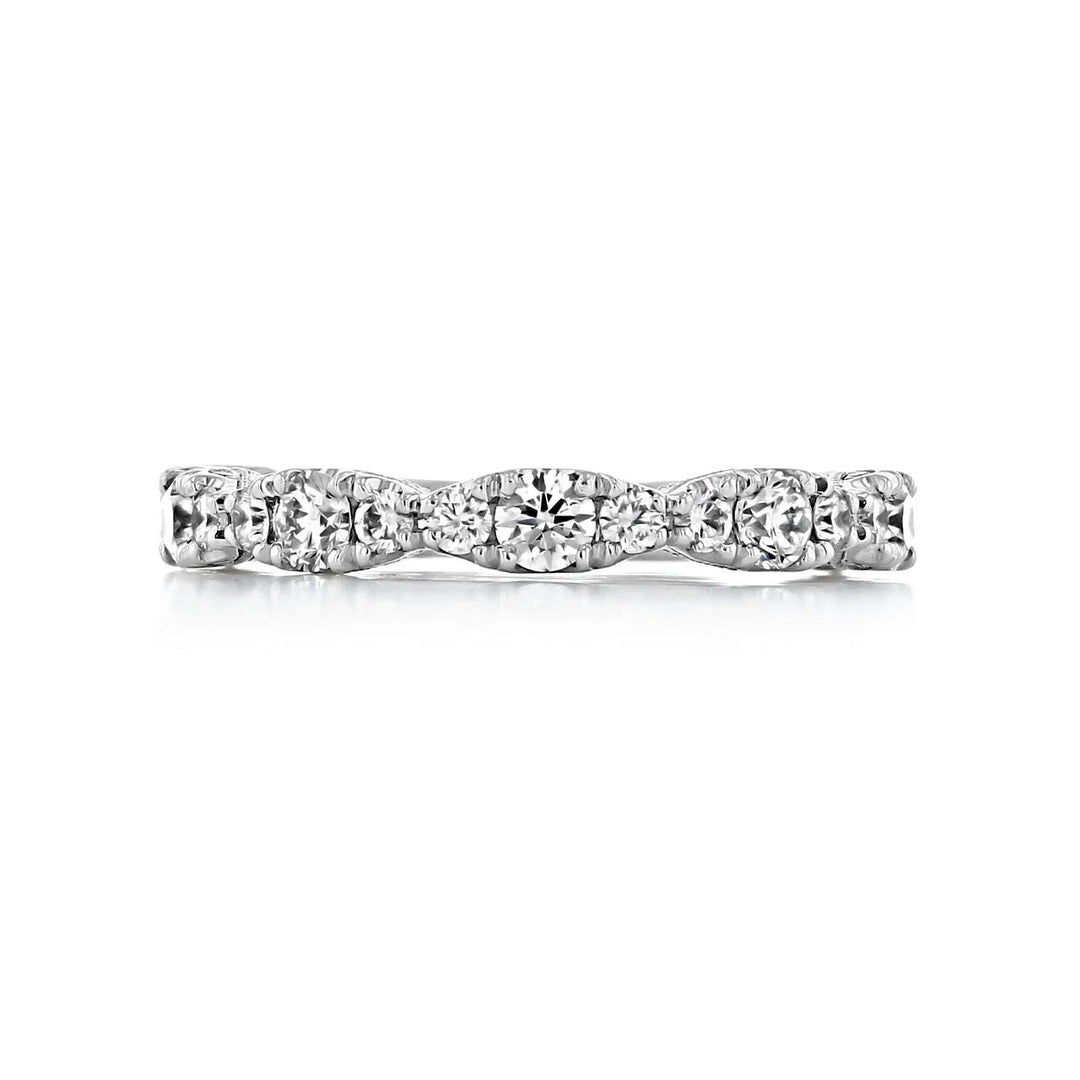 Round Brilliant Cut Clustered Half Eternity Pave Setting Wedding Band Mapple Gems