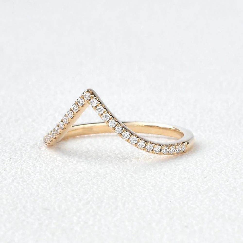 0.15 CTW Round Brilliant Cut Curved Eternity Wedding Band Mapple Gems