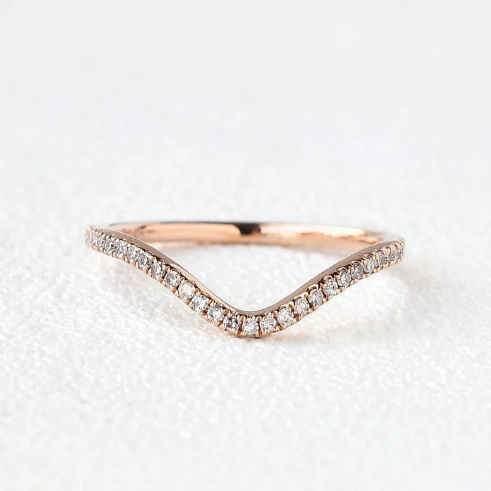 1.3 MM Round Brilliant Cut Curved Stacking Wedding Band Mapple Gems