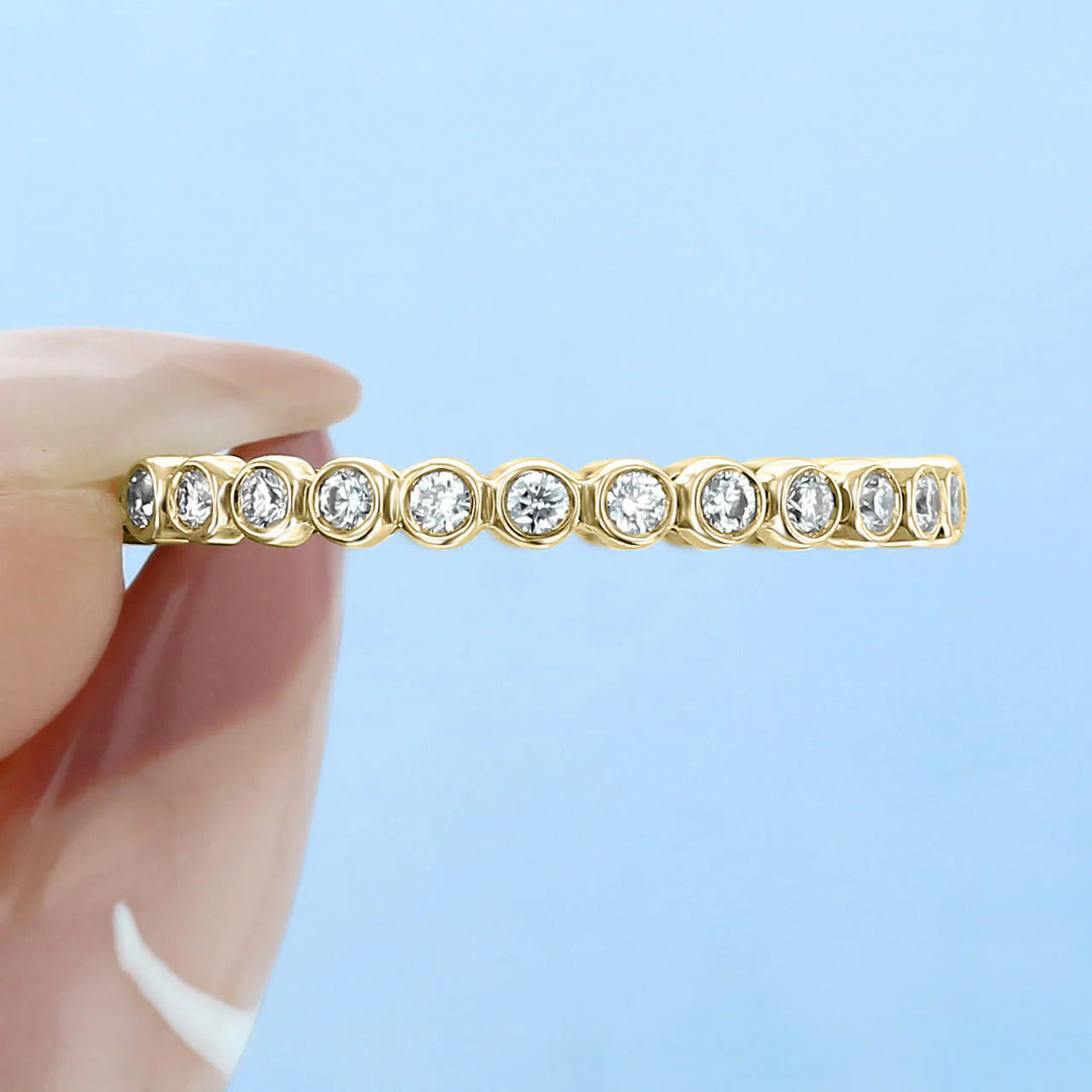 Round Brilliant Cut Full Eternity Bazel Setting Wedding Band Mapple Gems