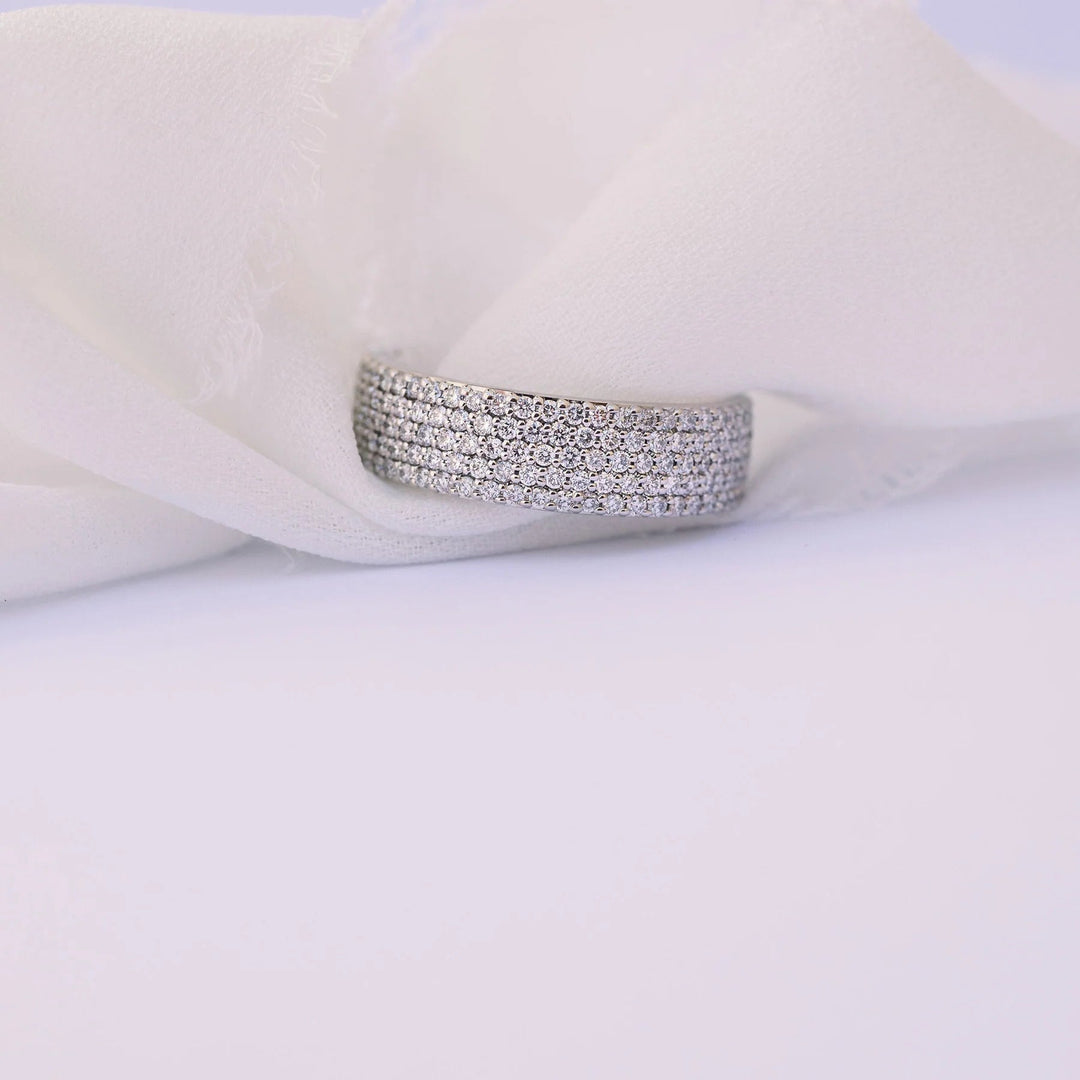 Round Brilliant Cut Full Eternity Moissanite Wedding Band Mapple Gems