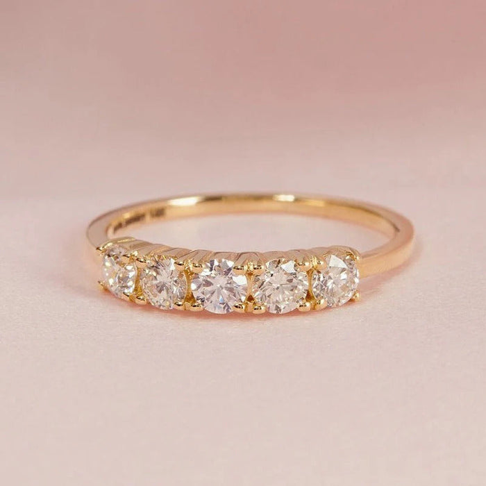 0.40CTW Round Brilliant Cut Half Eternity 5 Stone Wedding Band Mapple Gems