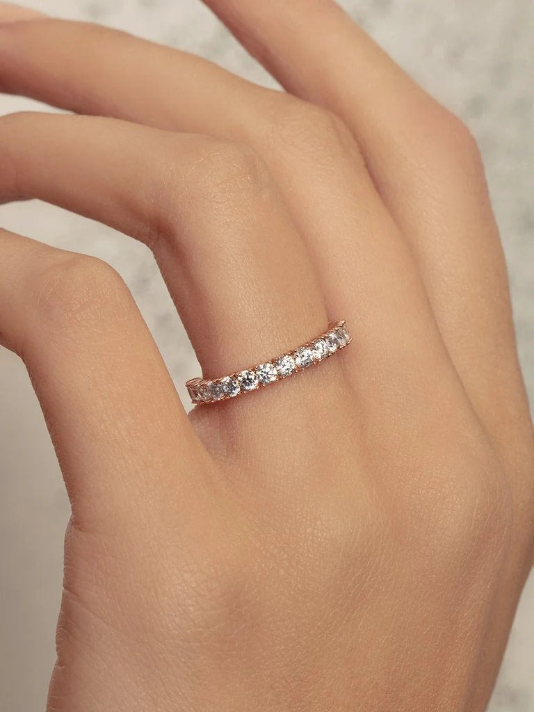 0.35CTW Round Brilliant Cut Half Eternity Perfect Moissanite Wedding Band Mapple Gems