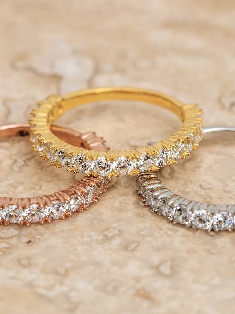 0.35CTW Round Brilliant Cut Half Eternity Perfect Moissanite Wedding Band Mapple Gems