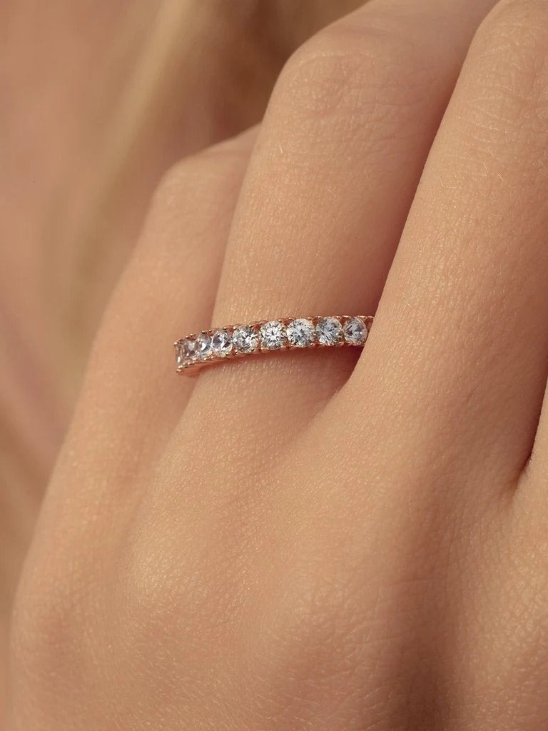 0.35CTW Round Brilliant Cut Half Eternity Perfect Moissanite Wedding Band Mapple Gems