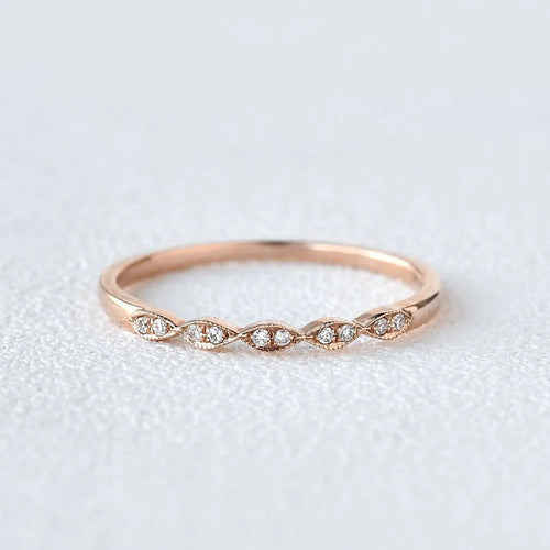 0.10CTW Round Brilliant Cut Half Eternity Thine Vintage Wedding Band Mapple Gems