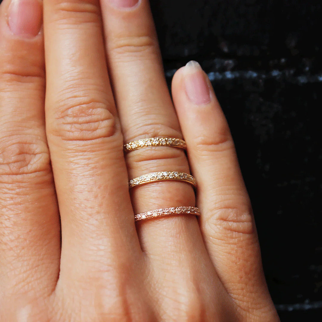 0.20 TCW Round Brilliant Cut Half Eternity Wedding Band Mapple Gems