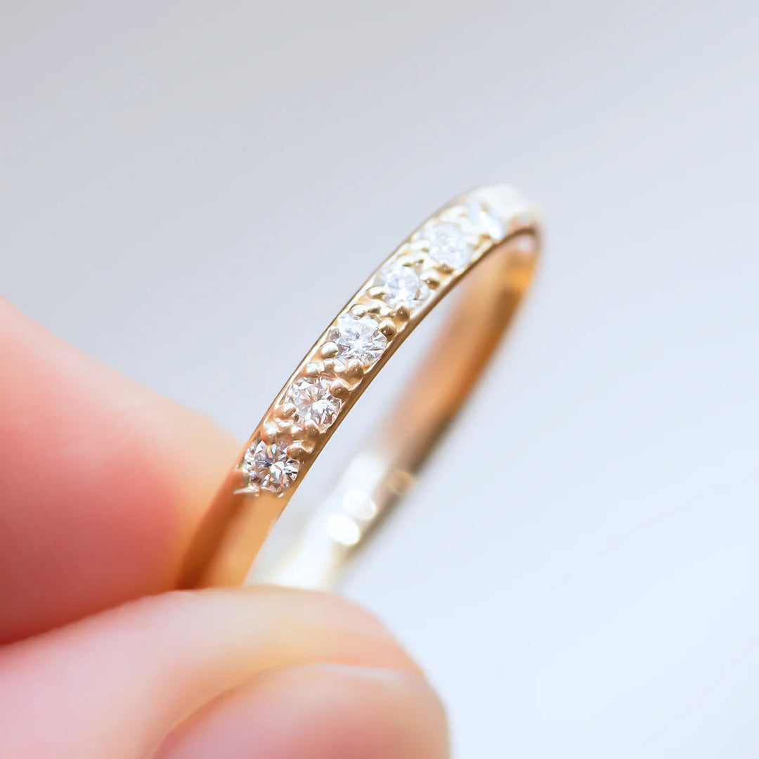 0.20 TCW Round Brilliant Cut Half Eternity Wedding Band Mapple Gems