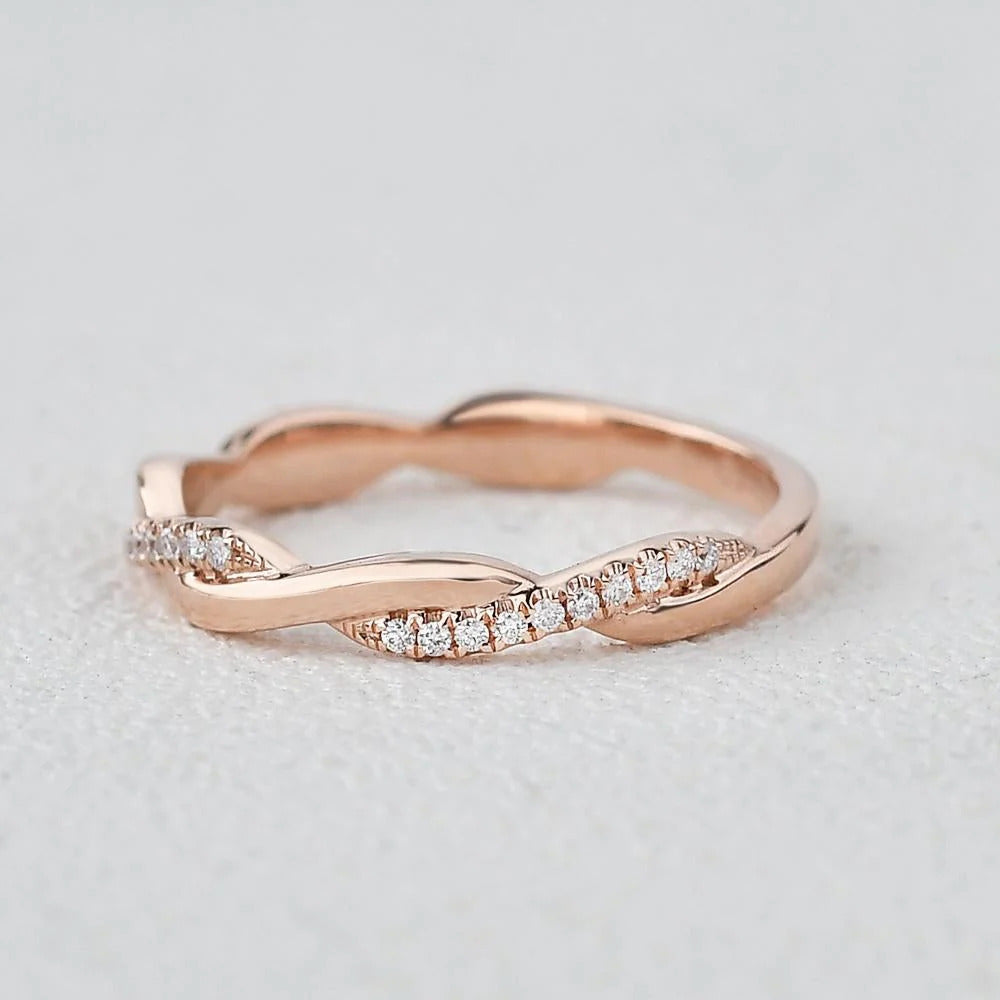 0.25CTW Round Brilliant Cut Infinity Shank Unique Wedding Band Mapple Gems