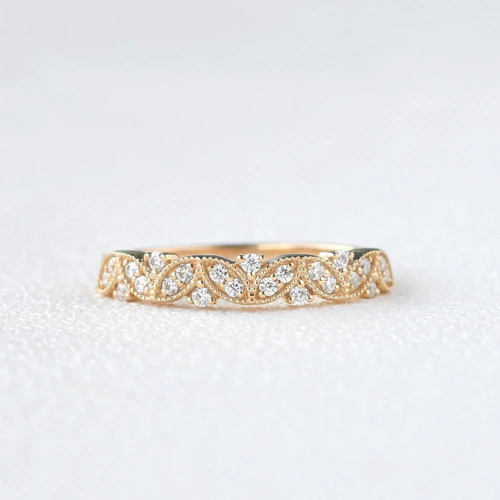 0.39CTW Round Brilliant Cut Moissanite Bridal Stack Wedding Band Mapple Gems