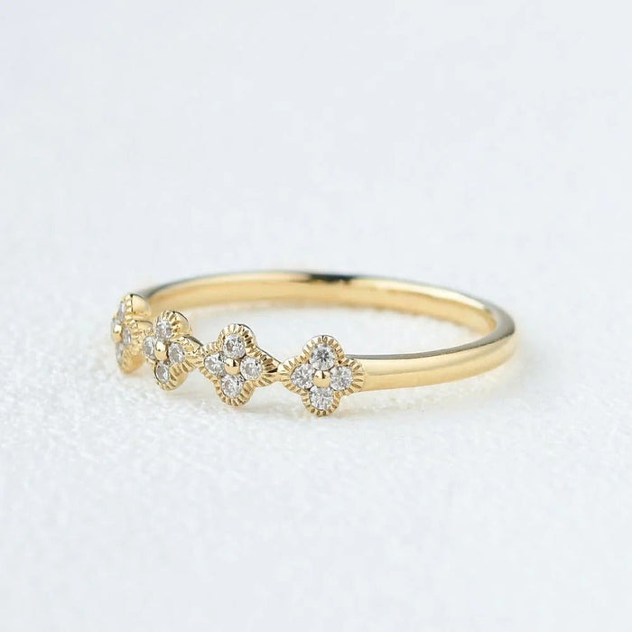 0.12CTW Round Brilliant Cut Moissanite Unique Wedding Band Mapple Gems