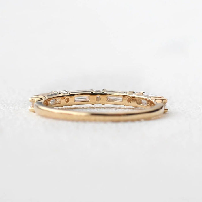 0.20 CTW Round Brilliant & Baguette Cut Half Eternity Wedding Band Mapple Gems