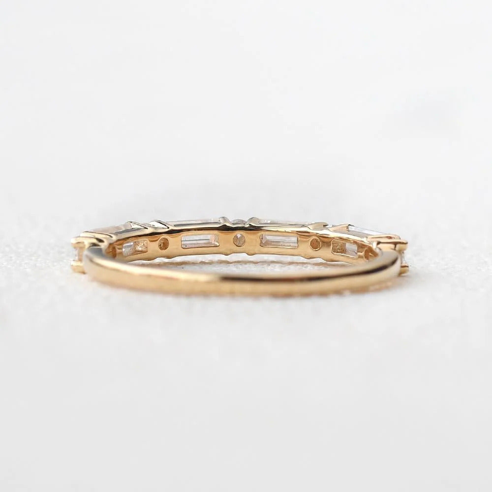 0.20 CTW Round Brilliant & Baguette Cut Half Eternity Wedding Band Mapple Gems