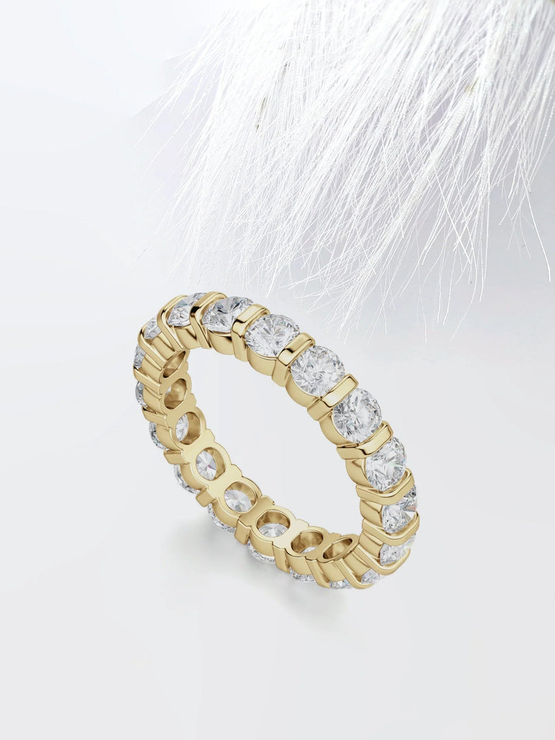 Round Cut Moissanite Bar Set Diamond Wedding Band for Her Mapple Gems