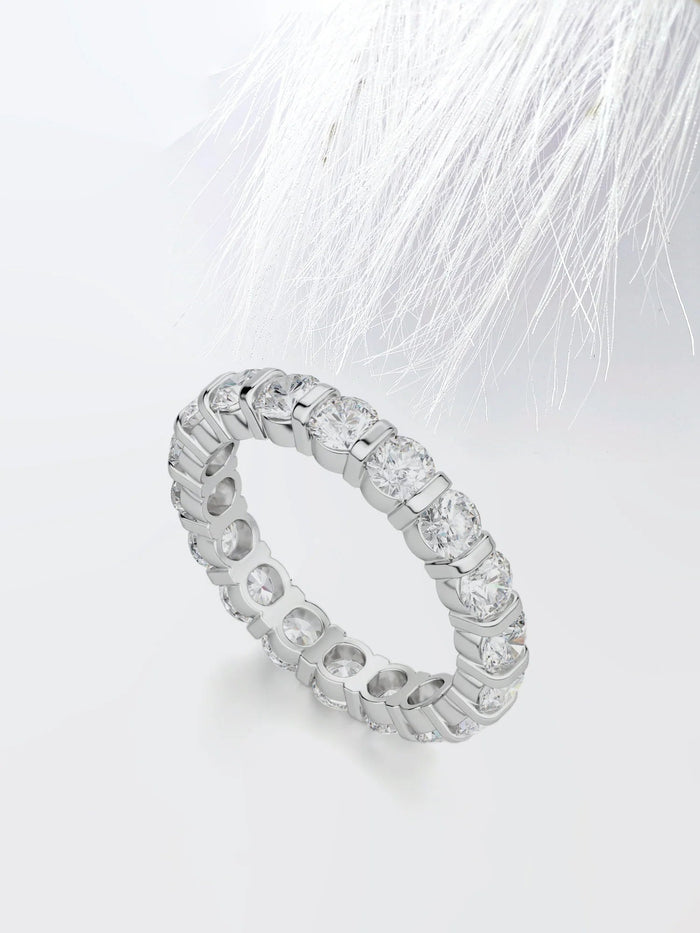 Round Cut Moissanite Bar Set Diamond Wedding Band for Her Mapple Gems