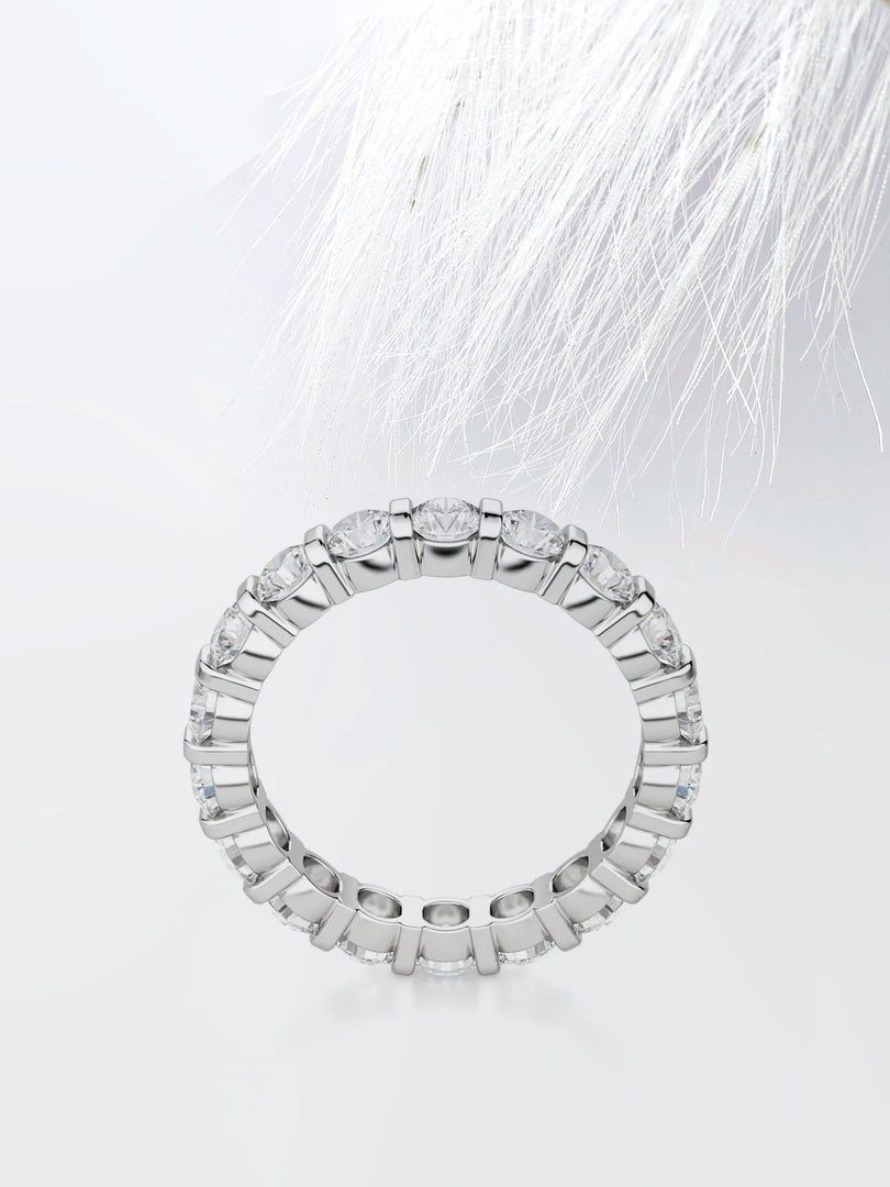 Round Cut Moissanite Bar Set Diamond Wedding Band for Her Mapple Gems