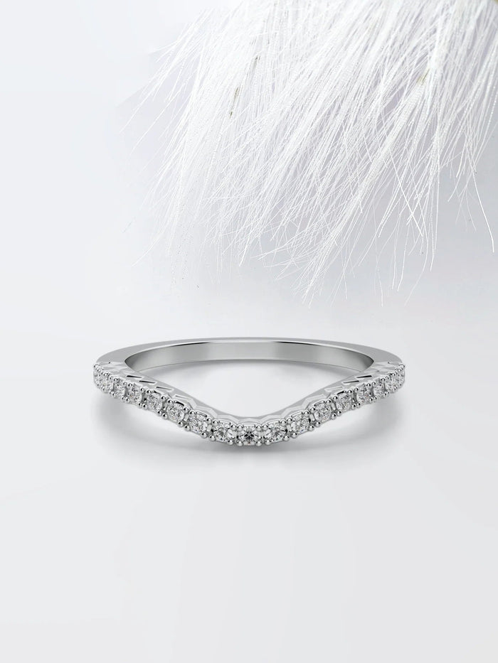 Round Cut Moissanite Curved Diamond Wedding Band for Women Mapple Gems