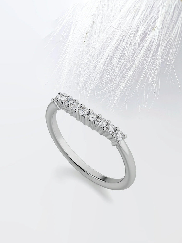 Round Cut Moissanite Diamond Wedding Band in White Gold Mapple Gems